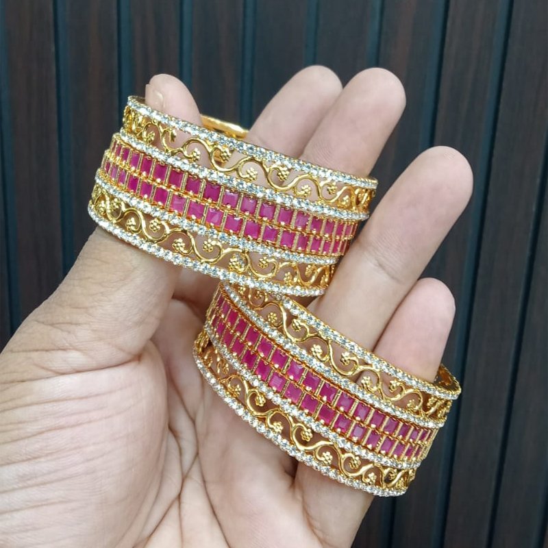 WHITE STONE AND PINK STONE BANGLES