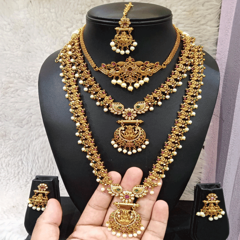 FLORAL PATTERN PEACOCK DESIGN COMBO WITH TIKKA