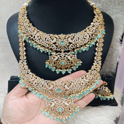 victorian finish - bridal jewellery with drops of sea blue beads