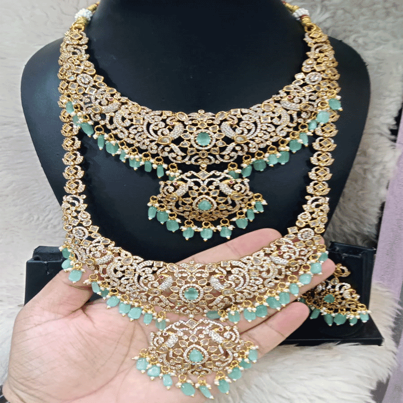 victorian finish - bridal jewellery with drops of sea blue beads