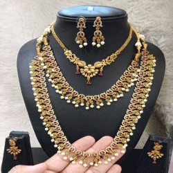 RUBY EMERALD STONE 3 PIECE COMBO SET