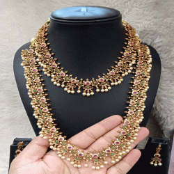 SOUTH INDIAN ANTIQUE FINISH COMBO SET WITH EARRINGS