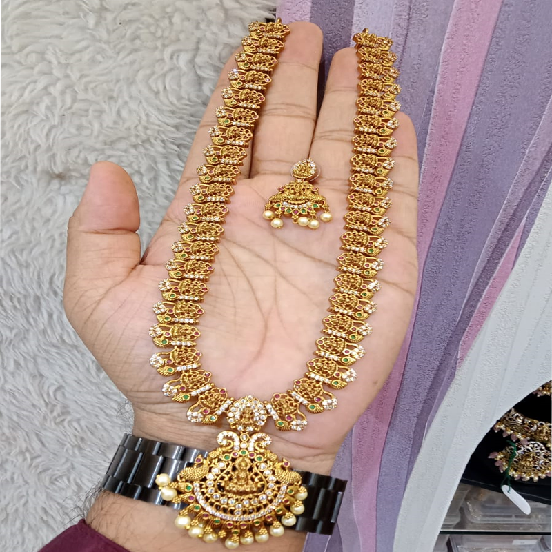 LAXMI DEVI LONG NEXKLACE WITH PEACOCKS