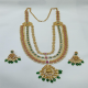 THREE LAYERS GREEN NECKLACE WITH LAXMI PENDANT