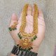 GODDESS LAKSHMI ETHNIC MAT NECKLACE WITH GREEN BEADS