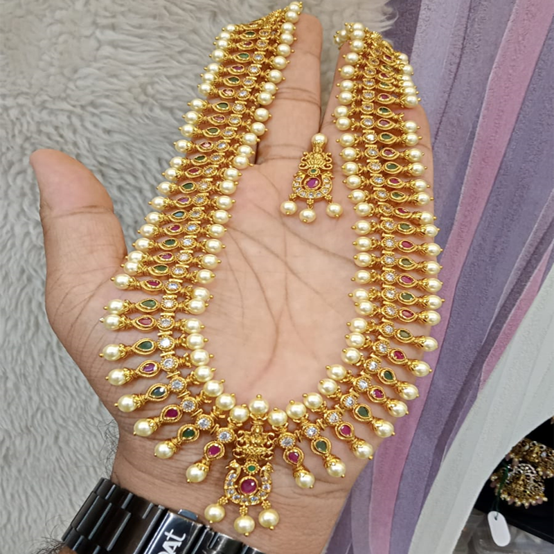 MULTI COLOR LONG NECKLACEWITH SMALL LAXMI IDOL