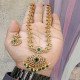 JEWELRY SET WITH GREEN  STONE WITH DROPPING GREEN BEADS