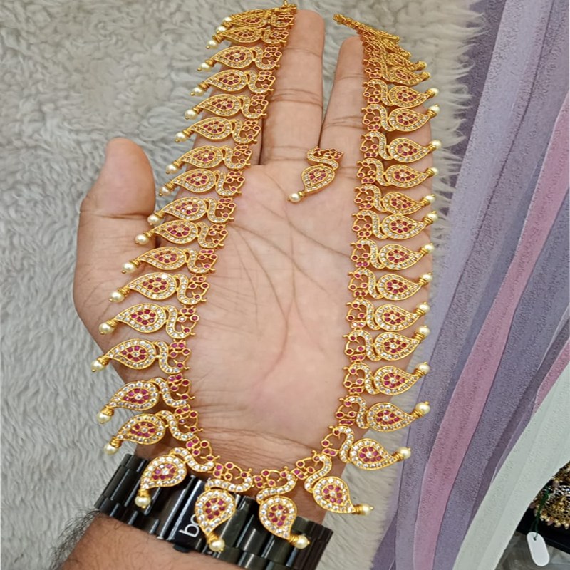 PINK AND WHITE STONE PEACOCK HARAM