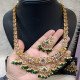 VINTAGE STYLE BRIDAL NECKLACE WITH GREEN DROPS OF BEADS