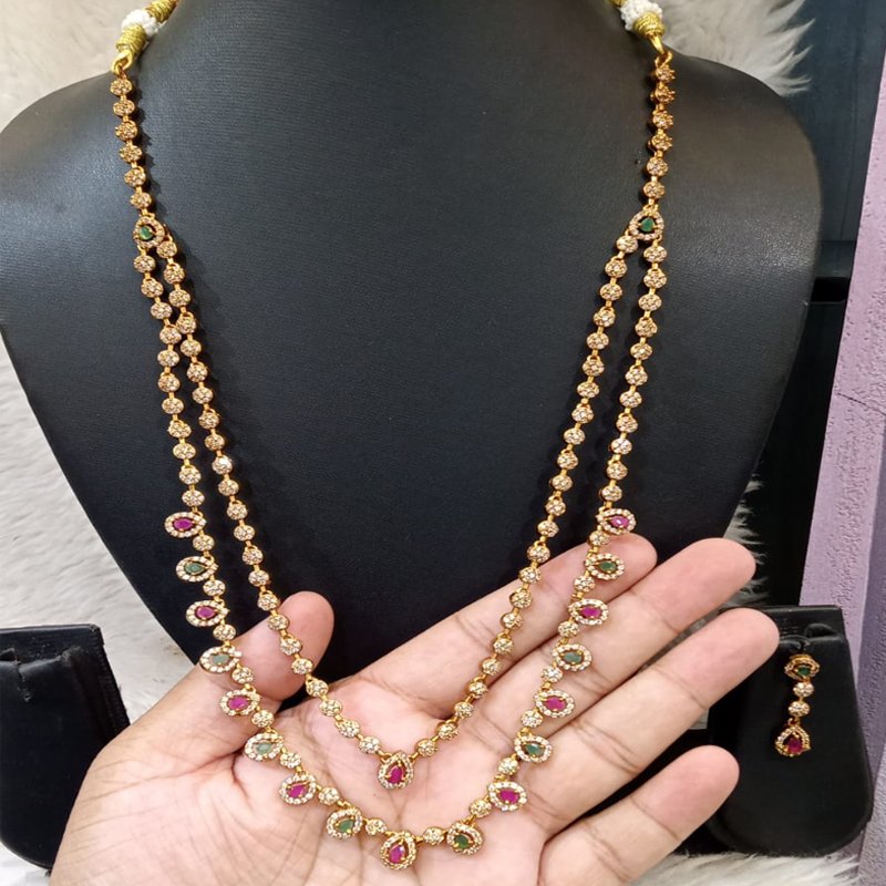 MULTI COLOUR TWO-LAYERED LONG NECKLACE