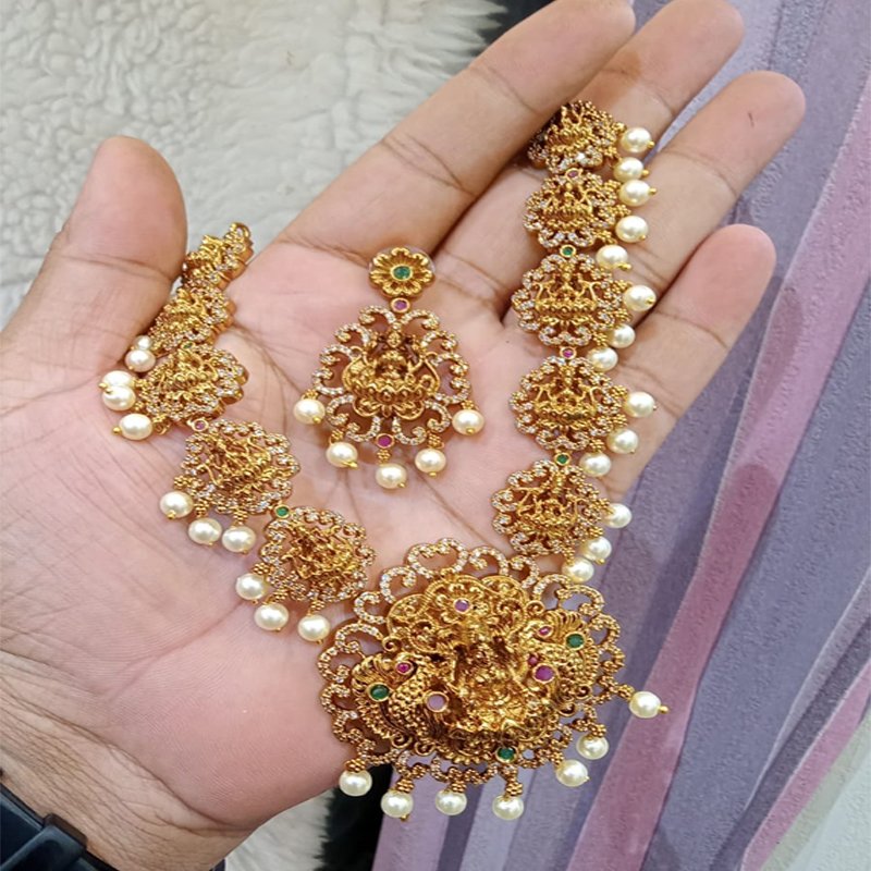 GODDESS LAKSHMI PEARL EMBELLISHED NECKLACE