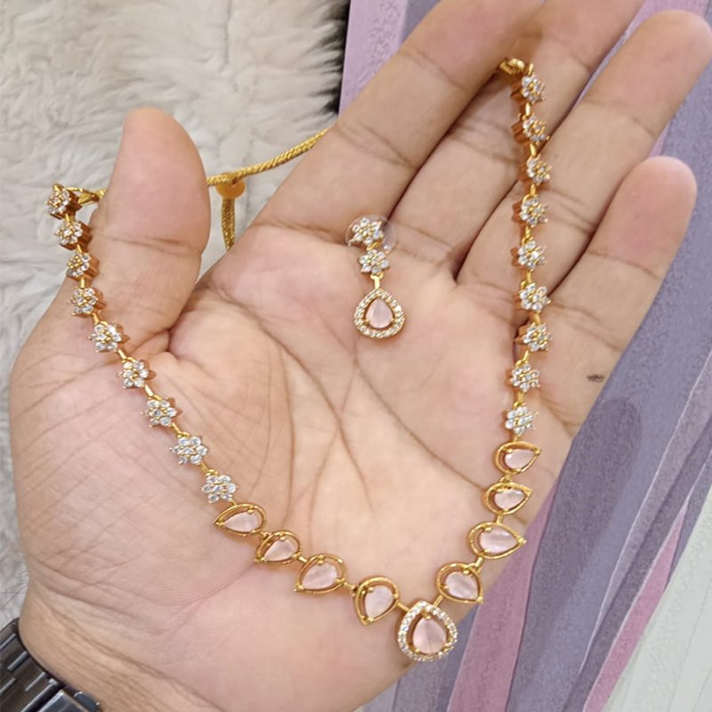 CLASSIC BABY PINK EMERALD TEARDROP NECKLACE