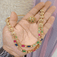 2 LAYER FLORAL MULTI-COLOR STONE POLKI NECKLACE SET