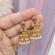 PINK EMBELD STONE JHUMKA WITH PEACOCK SIDES