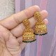 LAKSHIMI DEVI JHUMKA WITH GREEN DROPS CRYSTALS