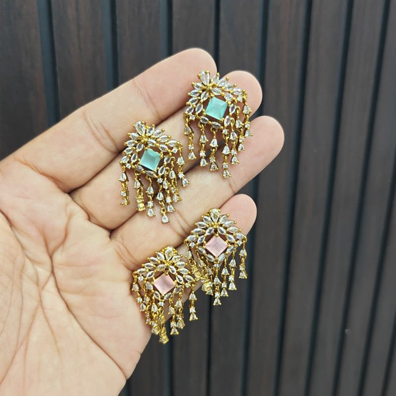 STUNNING STUDS WITH CUBIC ZINCORONIA STONES BABY PINKA AND SEA BLUE