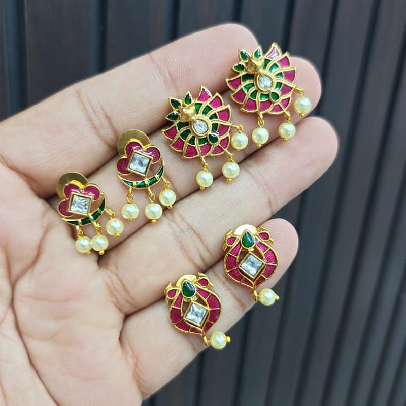 ENAMEL PAINT GOOD LOOKING EARINGS SET OF 3 PIECES