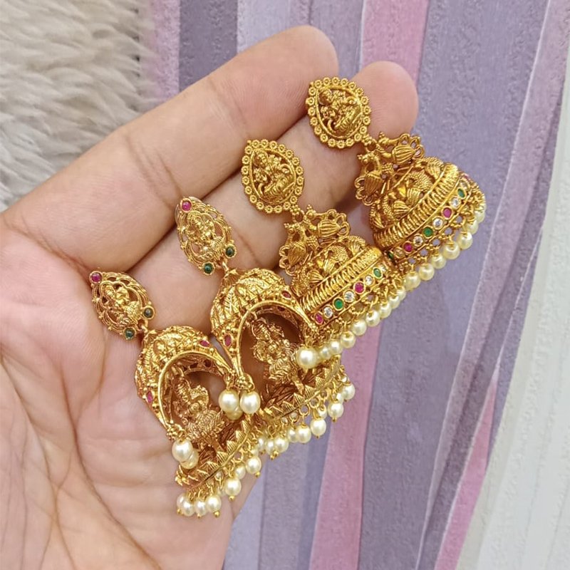 TRADITIONAL CRADLE JHUMKA WITH INSIDE LAKSHIMI IDOL AND LAXMI JHUMKA SET OF 2 PIECES