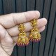LAKSHIMI DEVI JHUMKAS WITH PINK CRYSTAL DROPS